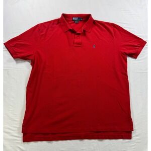 Polo Ralph Lauren Mens XXL Red Short Sleeve Pique Cotton Pony Logo Polo Shirt